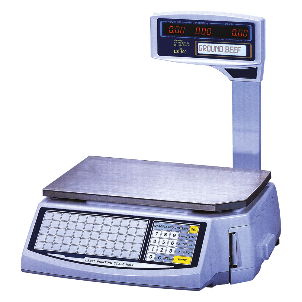 Skyfood LS-100 60 lb Dual Range Printing Price Computing Scale w/ 1000 PLU Memory