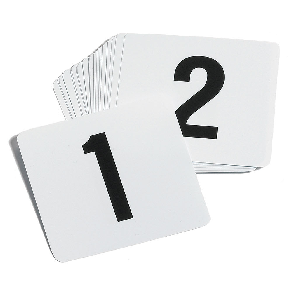 229-TN100 Tabletop Number Cards - #1 100, 4" x 4", White/Black