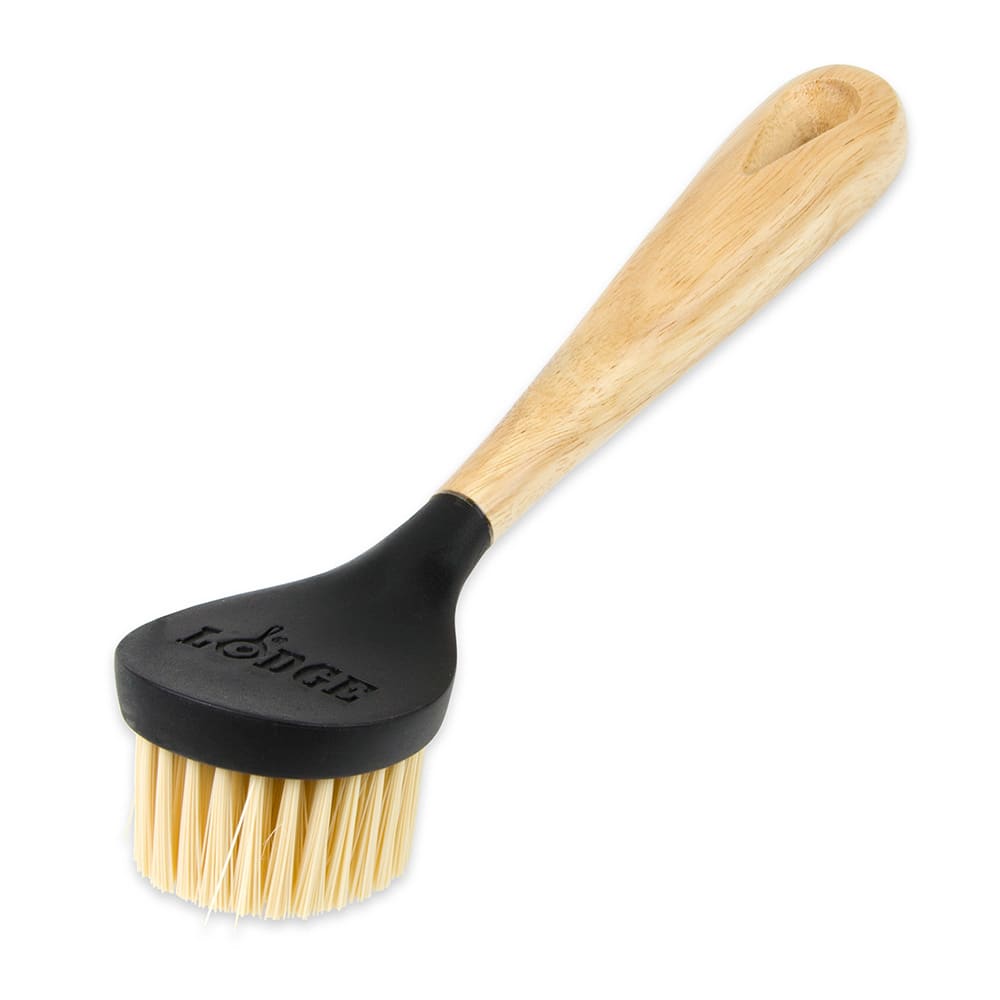 Lodge SCRBRSH 10" Scrub Brush - Rubber Wood Handle, Stiff Nylon Bristles