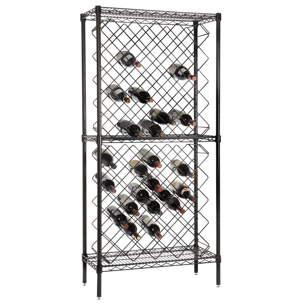 268-FDWR82BK 63"H Display Commercial Wine Rack w/ (82) Bottle Capacity, Black Epoxy
