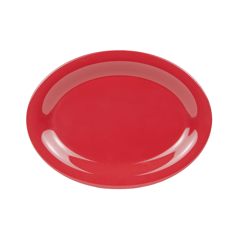 284-OP120CR 12" x 9" Oval Diamond Harvest Platter - Melamine, Cranberry