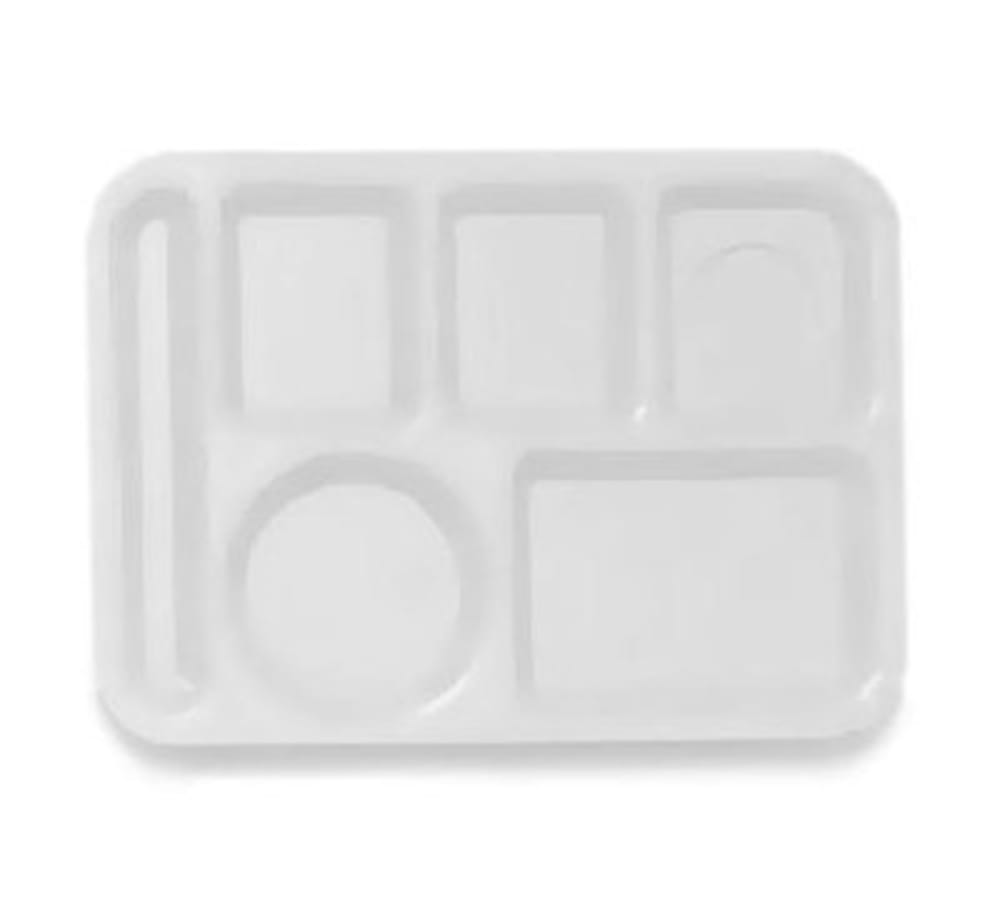 284-TL153W School Tray, 6 Compartment, Left-Handed, Polypropylene, White