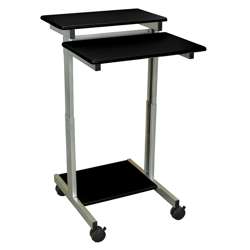 304-STANDUP24B 24" Mobile Standing Presentation Station - Adjustable Height, Steel Frame, Bl...