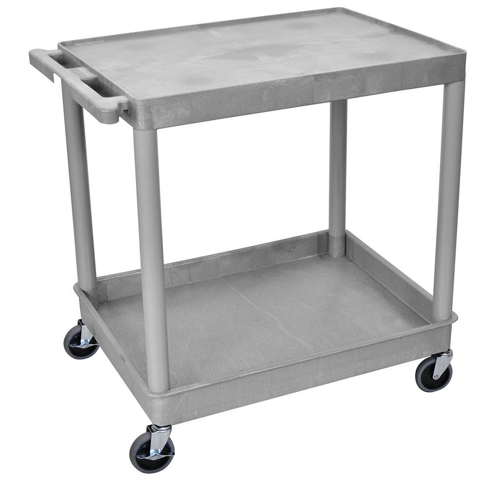 304-TC21G 2-Level Polymer Utility Cart w/ 400-lb Capacity, Raised Ledges