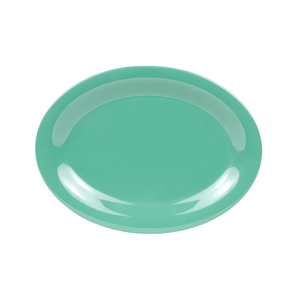 284-OP120FG 12" x 9" Oval Diamond Mardi Gras Platter - Melamine, Green