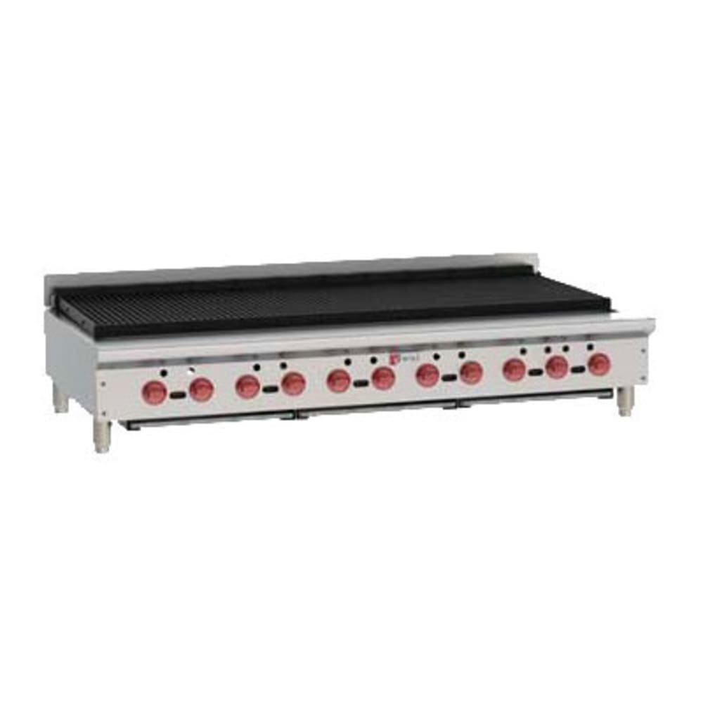 290-ACB60NG 62 1/8" Gas Charbroiler w/ (11) Burners & Cast Iron Grates - Manual, Natural...