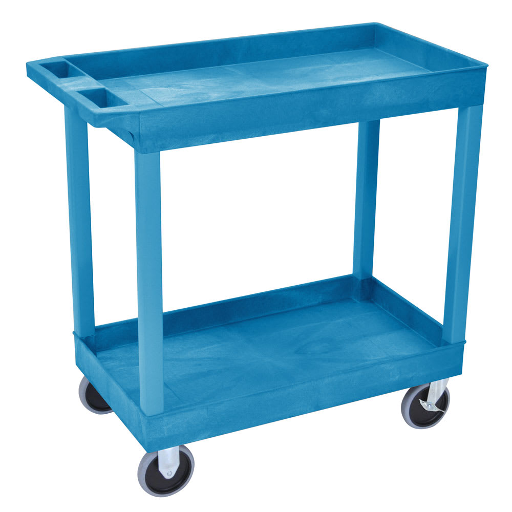 304-EC11HDBU 2-Level Polymer Utility Cart w/ 500-lb Capacity, Raised Ledges