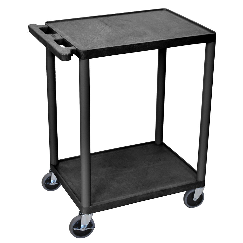 304-HE32B 2 Level Polymer Utility Cart w/ 400 lb Capacity, Raised Ledges