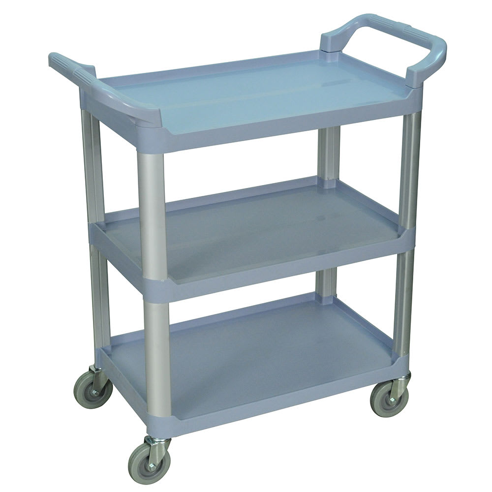 304-SC12G 3-Level Polymer Utility Cart w/ 200-lb Capacity, Raised Ledges