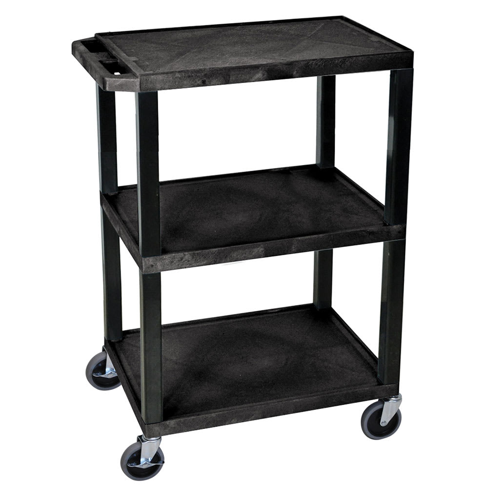 304-WT34S 3 Level Polymer Utility Cart w/ Raised Ledges