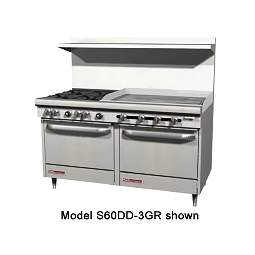 348-S60AD4TLP 60" 2 Burner Gas Range w/ Griddle & (1) Standard & (1) Convection Oven...