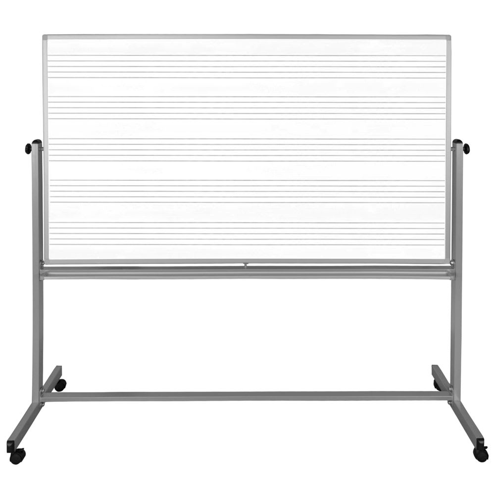 304-MB7248MM 72" x 48" Mobile Double-Sided Music Whiteboard w/ Aluminum Frame