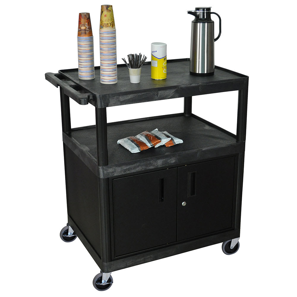 304-HE40CB 32" Polymer Beverage Service Cart, 24"D x 40 1/4"H, Black