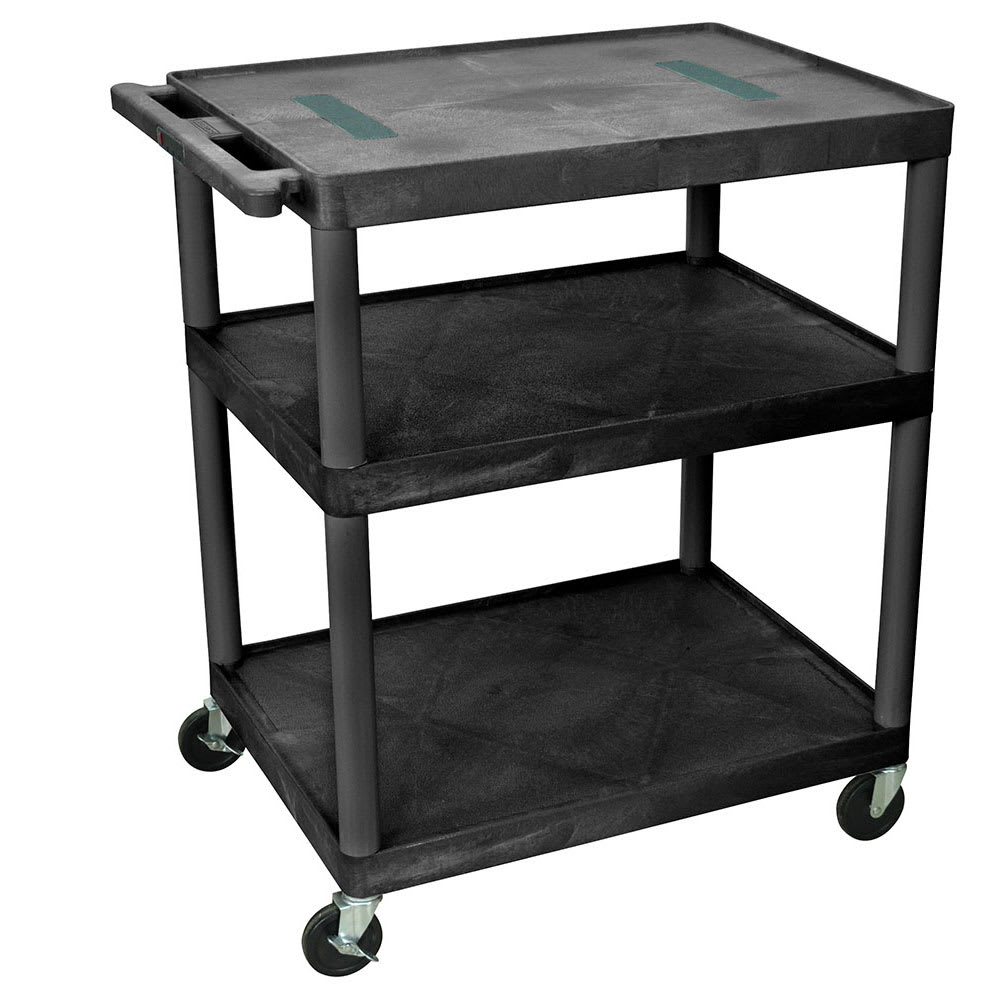 304-LE40B 40" 3 Level A/V Utility Cart w/ 400 lb Capacity - Plastic, Black