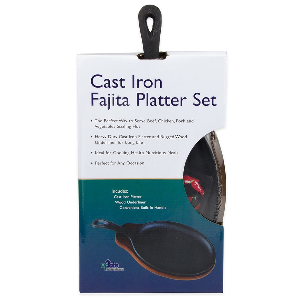 370-CIZPH15SET 15" Oval Steak Platter with Handle - Cast Iron