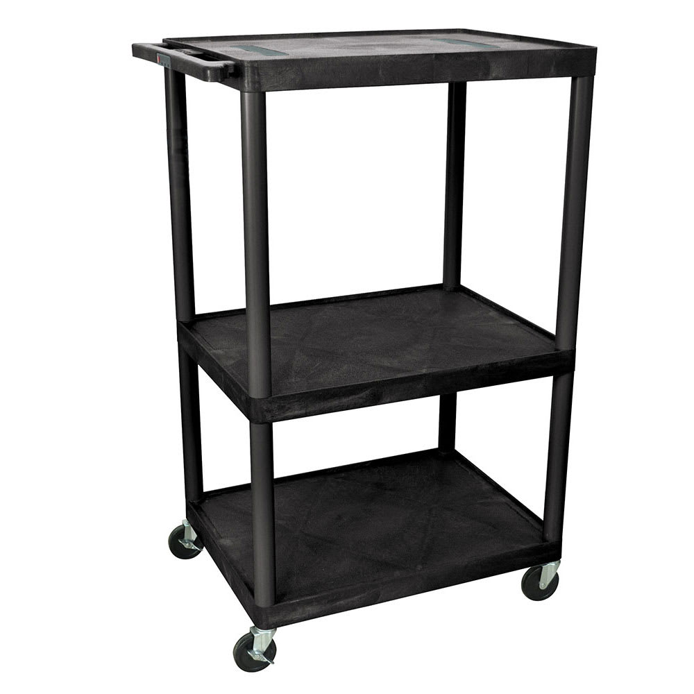 304-LE54B 54" 3 Level A/V Utility Cart w/ 400 lb Capacity - Plastic, Black