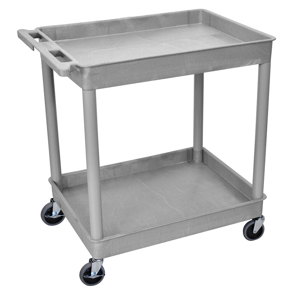 304-TC11G 2-Level Polymer Utility Cart w/ 400-lb Capacity, Raised Ledges