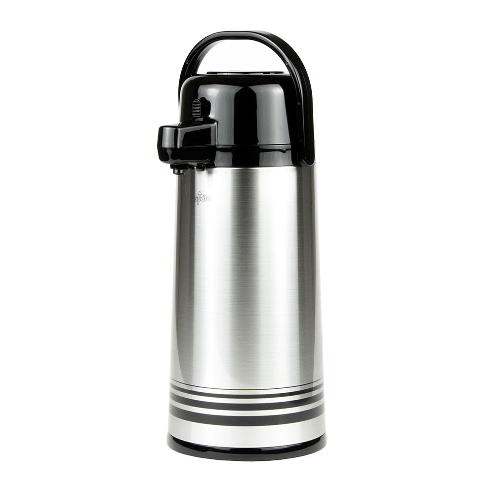 370-PSVL25BKSF 2 1/2 liter Sup R Air Airpot - Stainless Liner, Black Push Top, Brushed Stainless