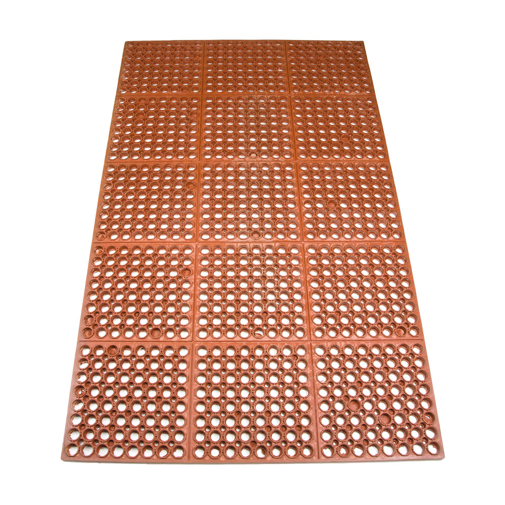 370-FMHD35R 3/4" Rectangular Anti-Fatigue Floor Mat - Grease-Resistant, 3x5' Red