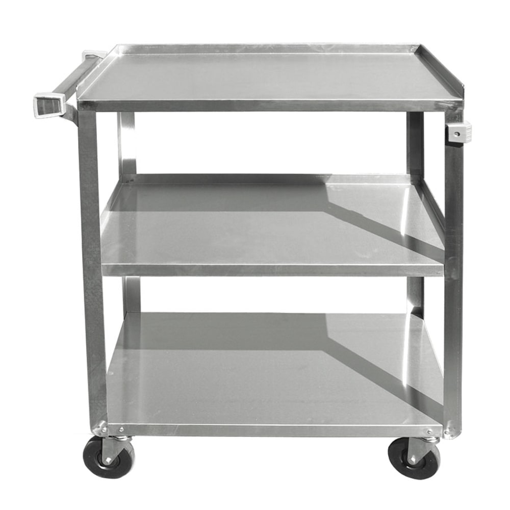 Update BC-2415SS 27"L Metal Bus Cart w/ (3) Levels, Shelves, Stainless
