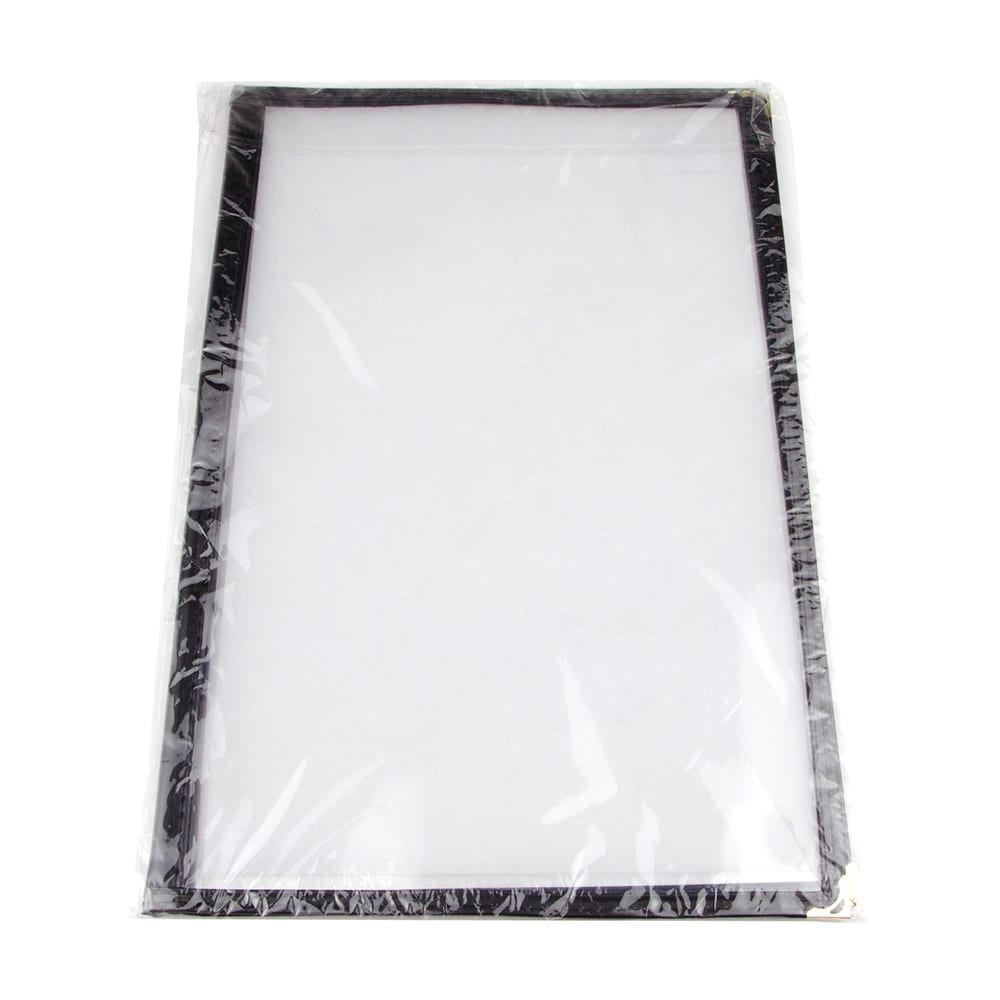 370-MCL2BK Double Fold Menu Cover - 9 1/4" x 14 5/8" Transparent/Black