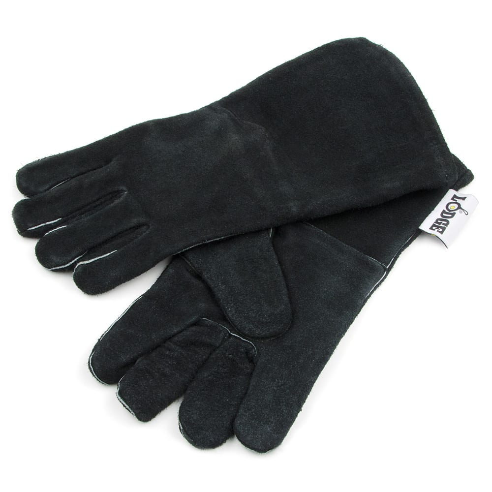 261-A52 16" Camp Gloves w/ 400 Degree Heat Protection, Black Leather