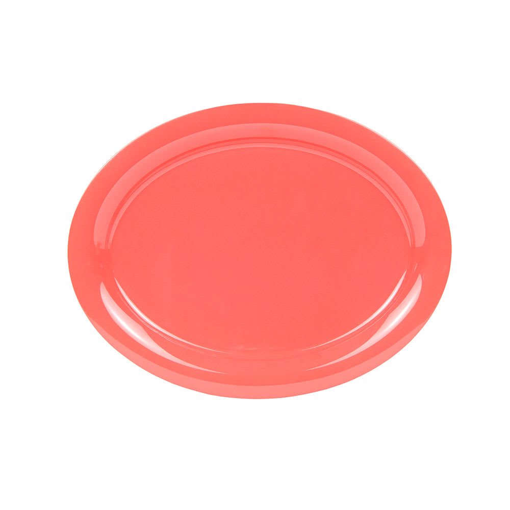 284-OP145RO 14 3/4" x 10 1/2" Oval Diamond Mardi Gras Platter - Melamine, Orange