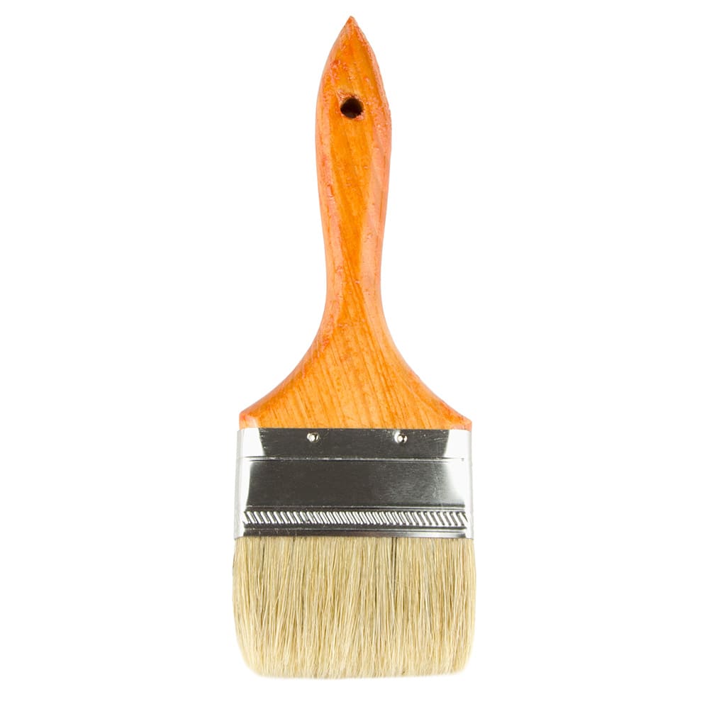 370-WPBM30 3" Flat Pastry Brush - Boar Bristles, Metal Ferrule, Wood Handle