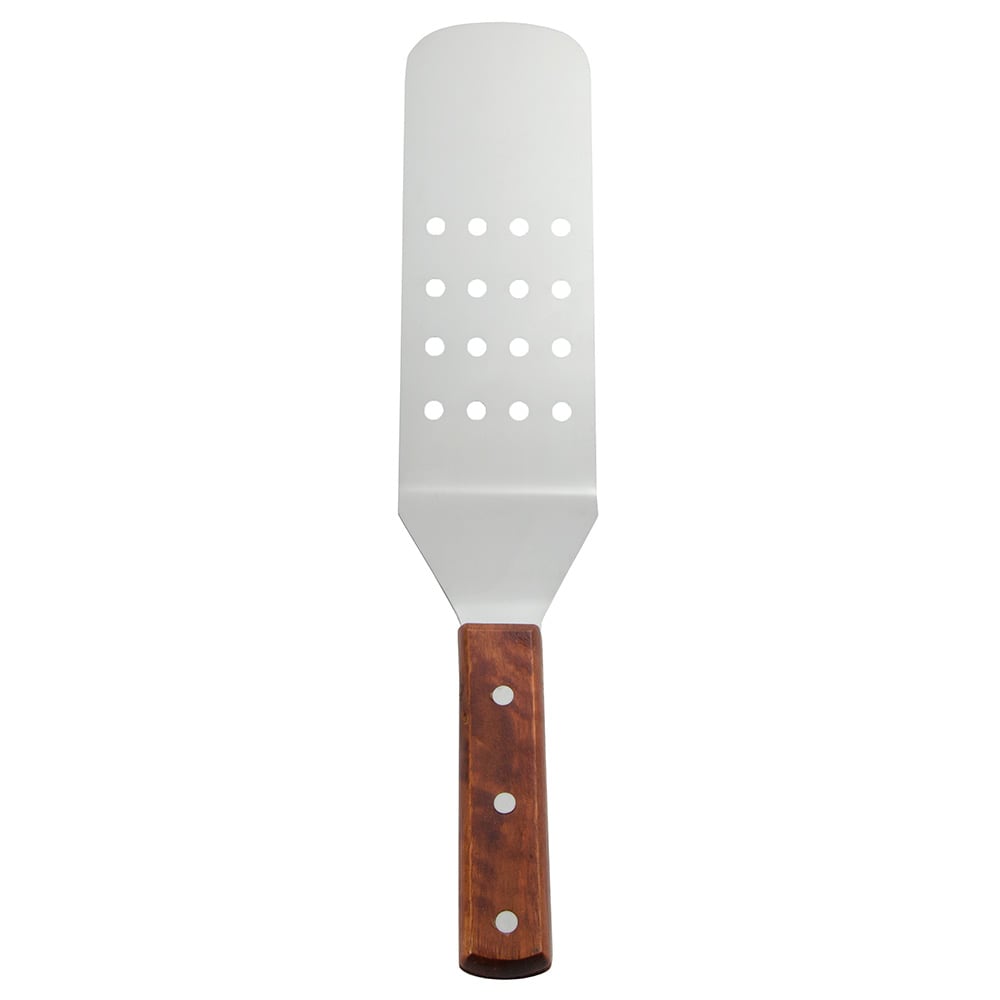 370-WTPF10 10" Perforated Turner - Flexible Blade, Wood Handle, Stainless