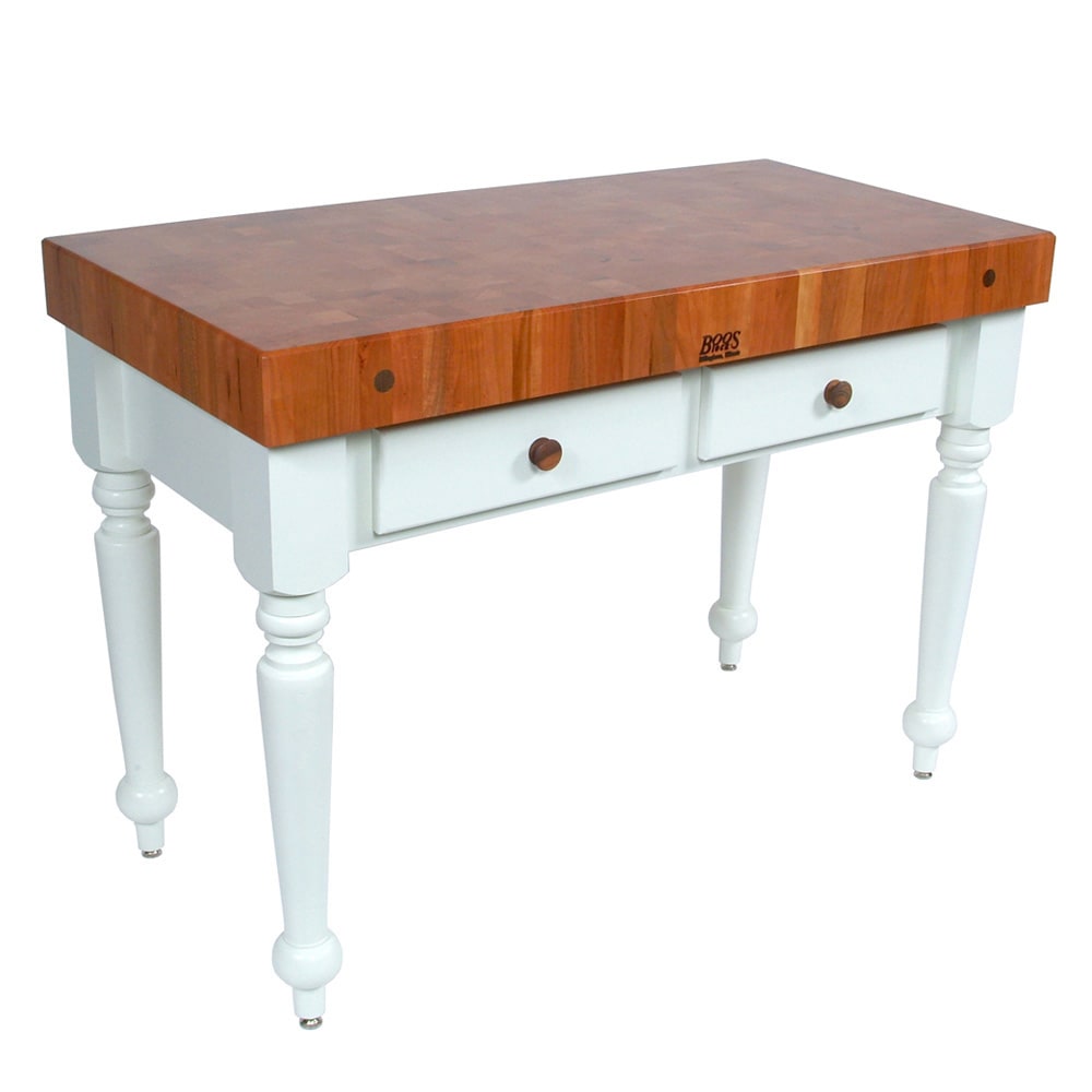 416-CHYCUCR04AL Rustica Table, 4" End Grain American Cherry, Alabaster Base, 30 x 24"