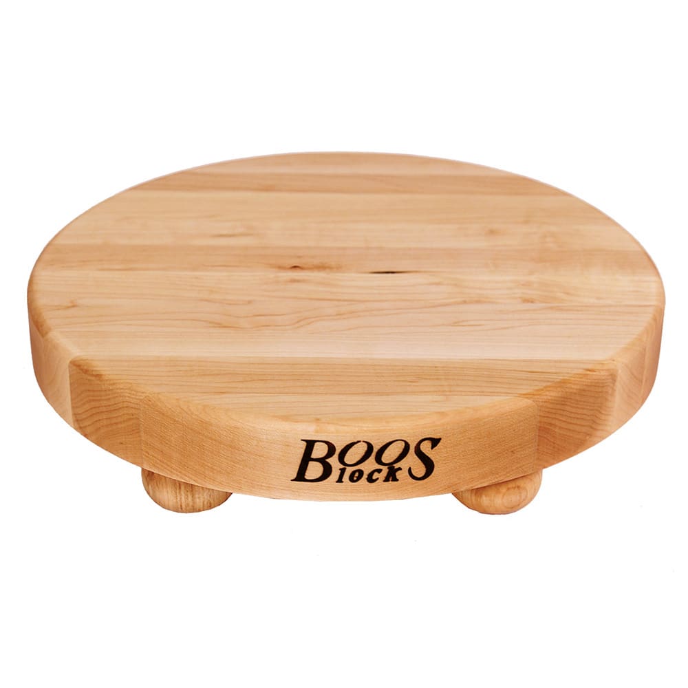 416-B12R 12" Round Cutting Board w/ Wooden Legs, Hard Rock Maple