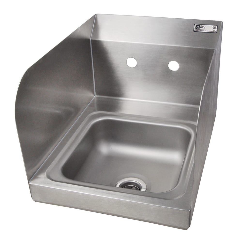 416-PBHSW0909SSLR Splash Mount Hand Sink w/ 2 Side Splash, 4" On-Center, 9 x 9 x 5" Bow...