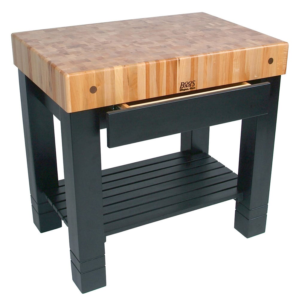 416-HMST36245BLK Homestead Block w/ Slatted Lower Shelf & Utensil Drawer, Black Base