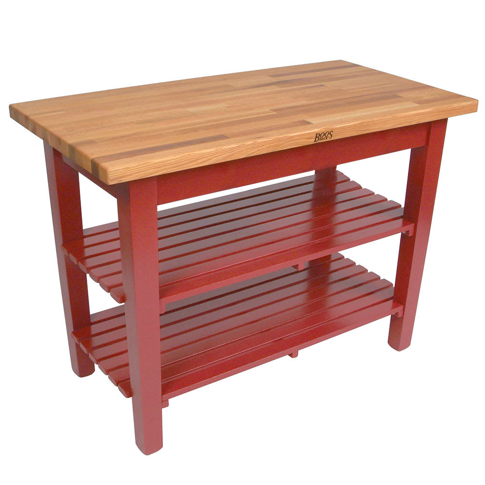 416-OC36252SBN American Heritage Oak C Table, 2 Shelves, 36 x 35" H, Barn Red