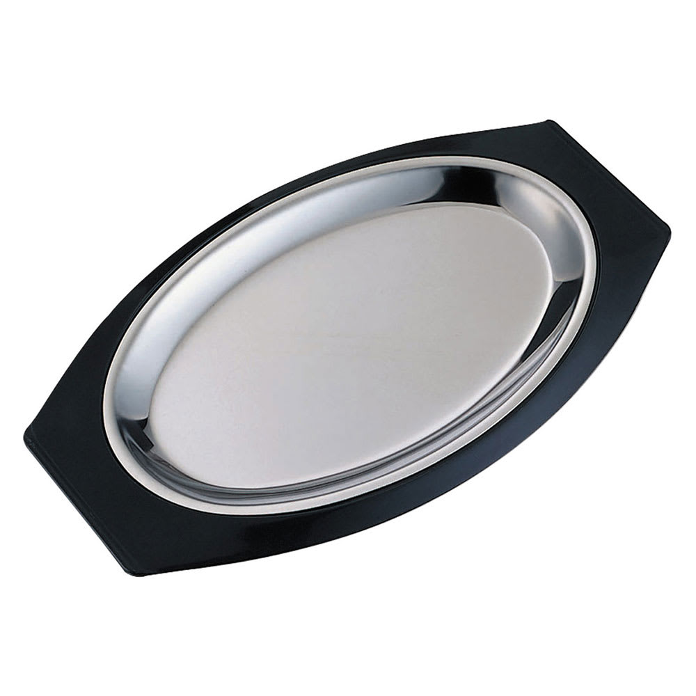 Service Ideas RO117BLC Complete Platter Set w/ Oval Handle, Stainless Insert, Black