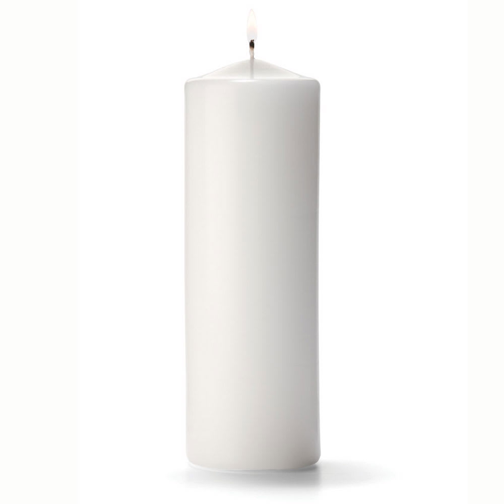 461-P3X9W12 Pillar Candle, 9x3", Wax, White