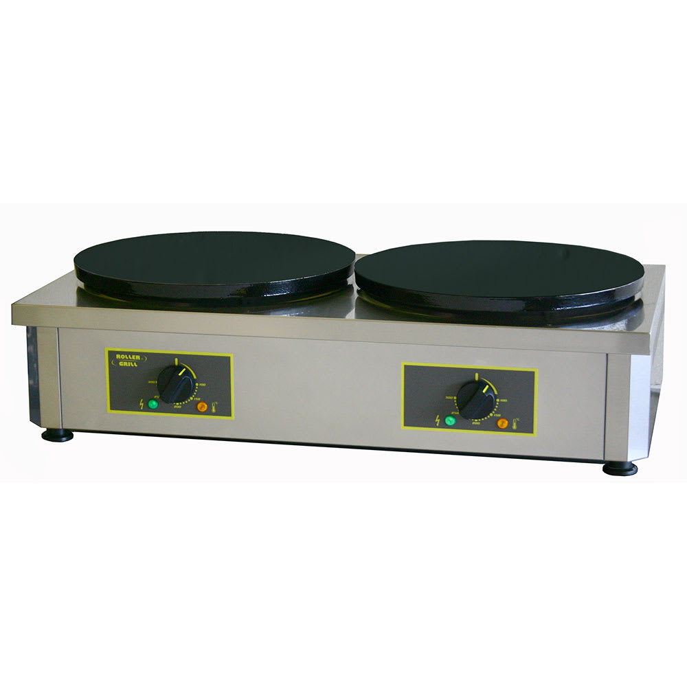 569-400ED 15 3/4" Double Crepe Maker w/ Cast Iron Plates, 240v/1ph