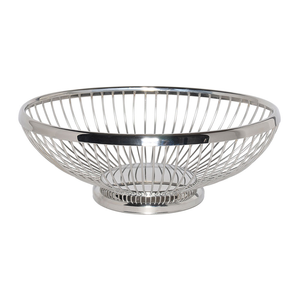 Service Ideas WBBO9PS 9" Oval Wire Basket w/ Weighted Base, Polished Stainless