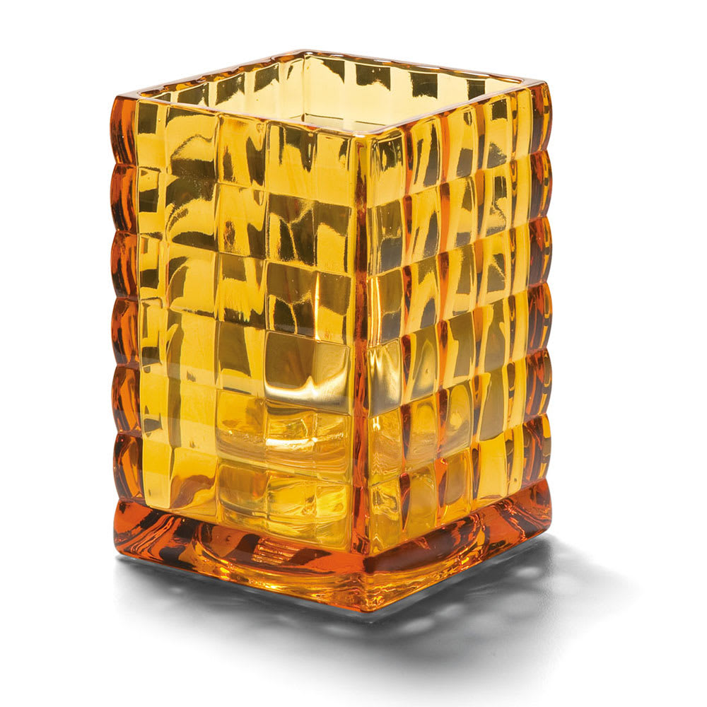 461-1533A Square Optic Block Glass Lamp, 2 58"W x 3 3/4"H, Amber