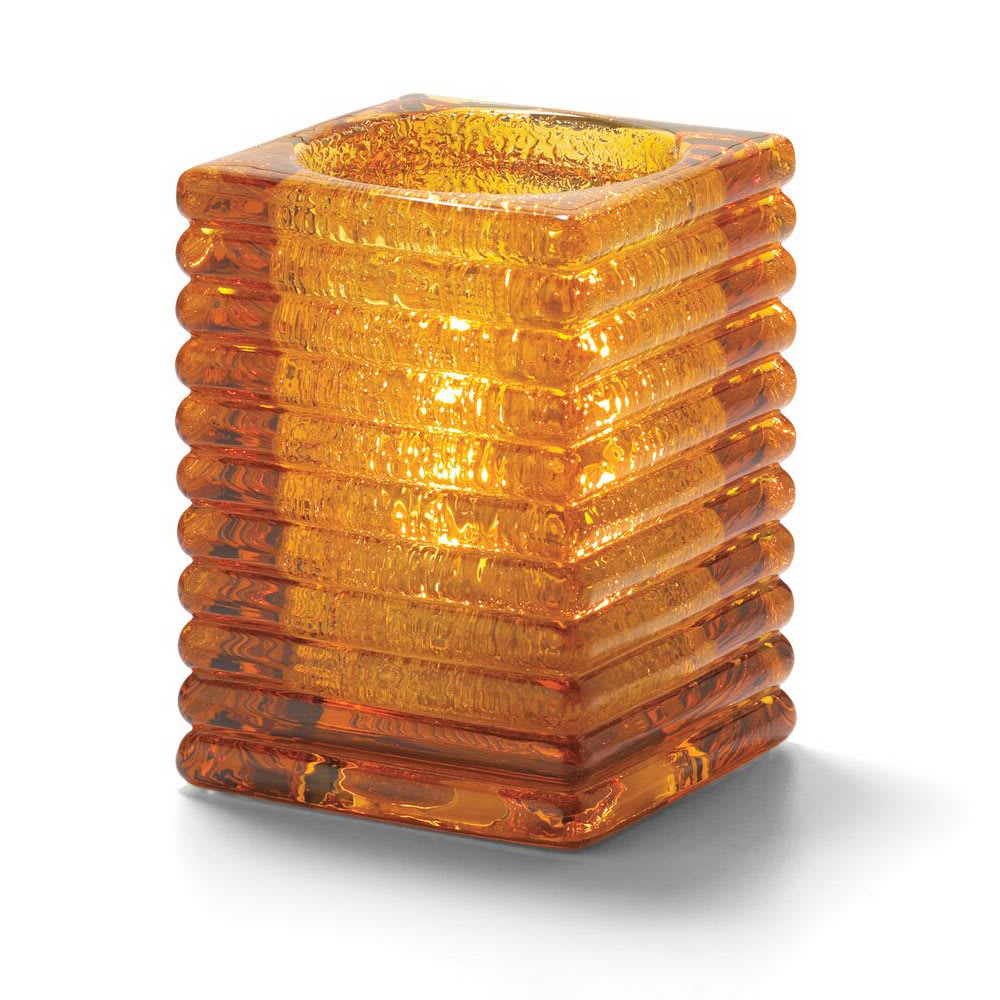 461-1511AJ Horizontal Rib Glass Block Lamp, 4 1/8" H x 2 7/8" W, Amber Jewel