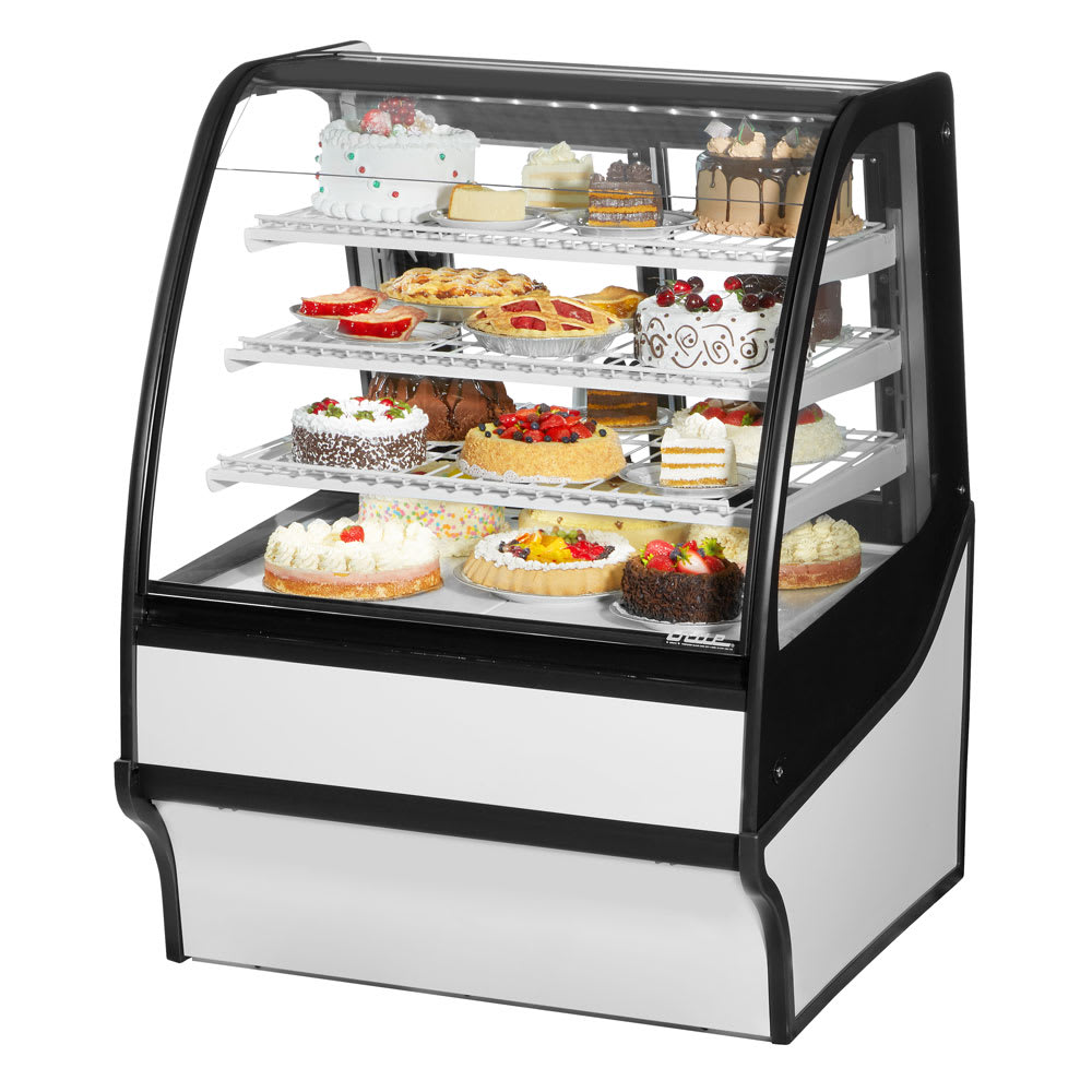 598-TDMR36GEGEWW 36 1/4" Full Service Bakery Case w/ Curved Glass - (4) Levels, 115v