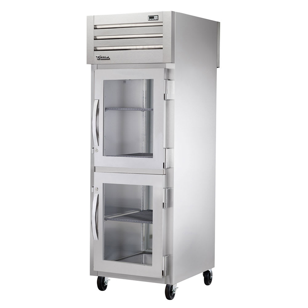 598-STA1RPT2HG1S 27 1/2" One Section Pass Thru Refrigerator, (2) Glass Doors, (1) Solid Door...