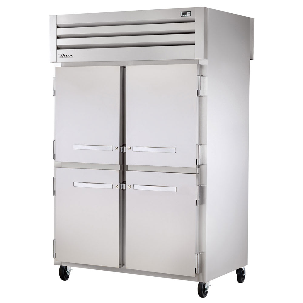 598-STR2RPT4HS2G 52 3/5" Two Section Pass Thru Refrigerator, (2) Glass Doors, (4) Solid Door...