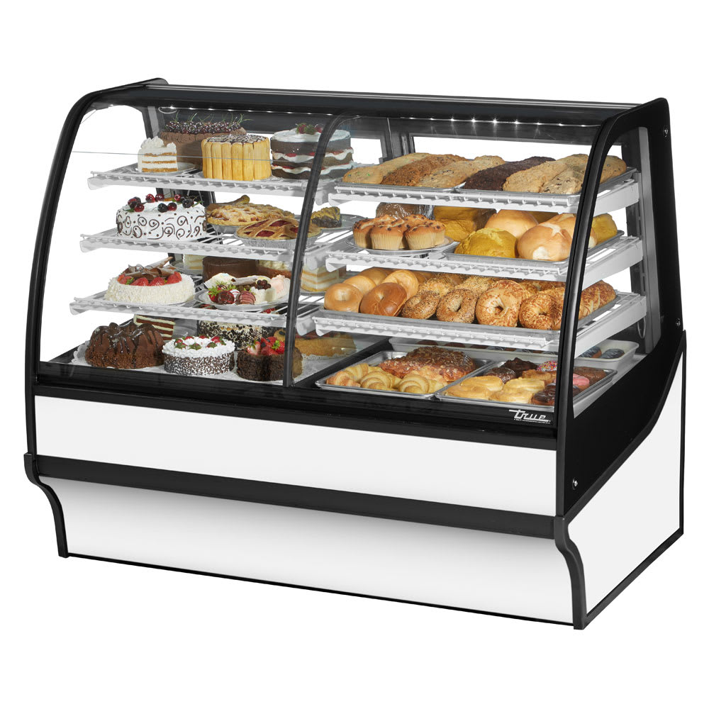 598-TDMDZ59GEGEWW 59 1/4" Full Service Dual Zone Bakery Case w/ Curved Glass - (4) Levels, 1...