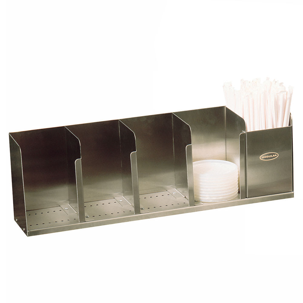 623-1004056 19" Countertop Lid Dispenser w/ 4 Adjustable Dividers, Stainless