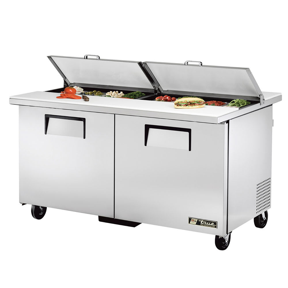 598-TSSU6016DSST 60" TSSU Series Dual Sided Sandwich/Salad Prep Table w/ Refrigerated Base,...