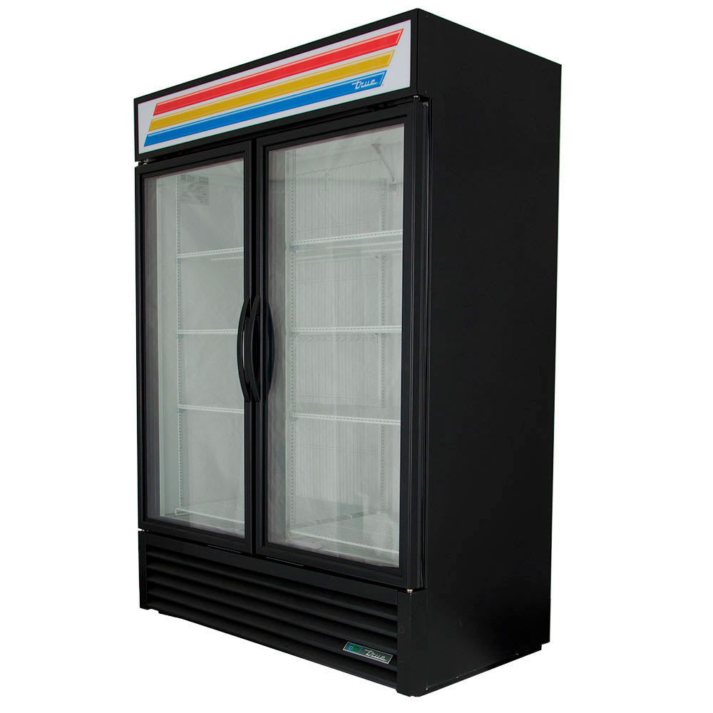 598-GDM49FBK 54 1/8" Two Section Display Freezer w/ Swing Doors - Bottom Mount Compressor, B...