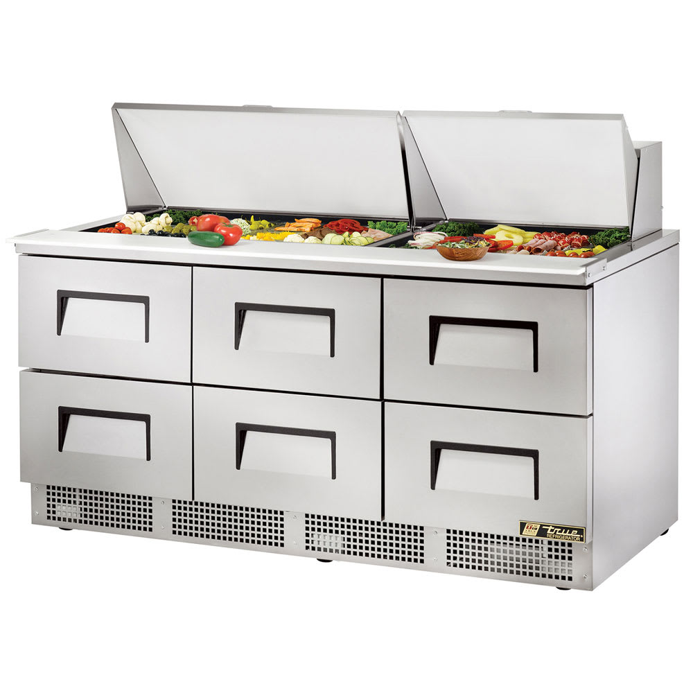 598-TFP7230MD6 72" Sandwich/Salad Prep Table w/ Refrigerated Base, 115v