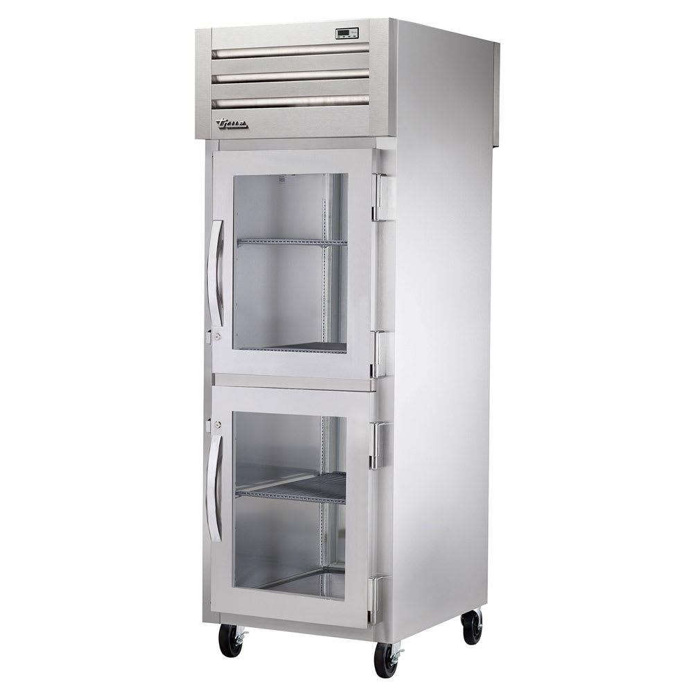 598-STR1RPT2HG1S 27 1/2" One Section Pass Thru Refrigerator, (2) Glass Doors, (1) Solid Door...