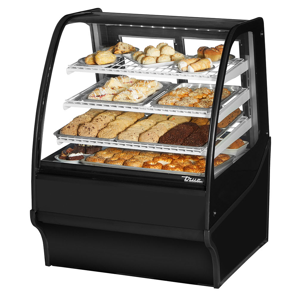 598-TDMDC36GEGEBW 36 1/4" Full Service Dry Bakery Case w/ Curved Glass - (4) Levels, 115v